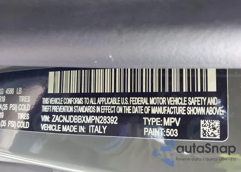 2021 Jeep Renegade 80Th Anniversary 4X4 z USA, uszkodzony, nr VIN ZACNJDBBXMPN28392